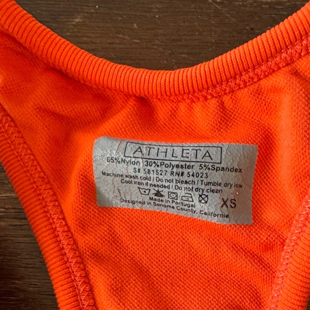 Athleta Neon Orange Performance Racerback Tank - Picture 2 of 4